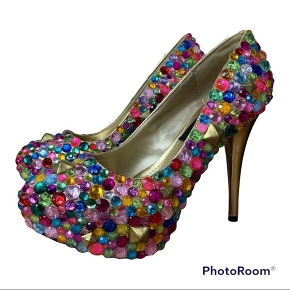 Haus of Price Women’s Size 7.5 Dazie Stilettos Multicolor Bling Designer Heels - Picture 1 of 16